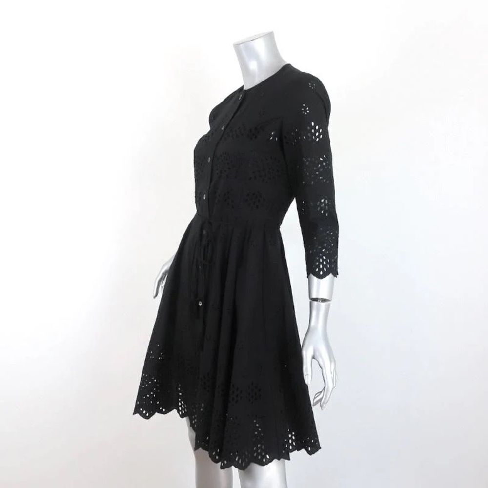 Theory Kalsingas Black Eyelet Embroidered Cotton Shirtdress. Size 00. - Picture 3 of 10